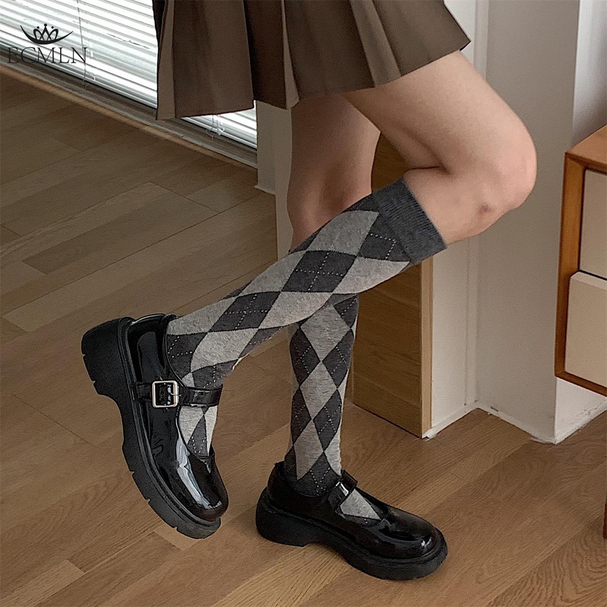 

Женские носки Diamond Calf Socks JK Diamond Socks Женские осенние носки в японском стиле Модные носки Высокие носки one size коричневый