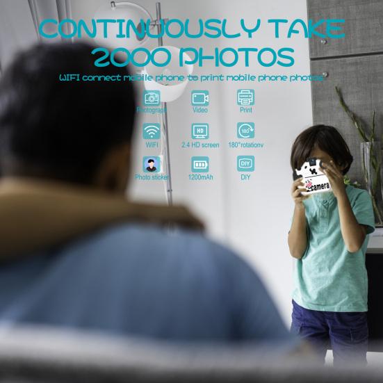 Instant Camera 2.4 Inch Screen 1080P Rechargeable Portable Kids Mini Video Camera