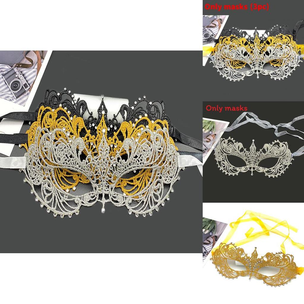 Makeup Mask For Adults With Lace Design And Glitter Accents For Costume Parties And Halloween Events