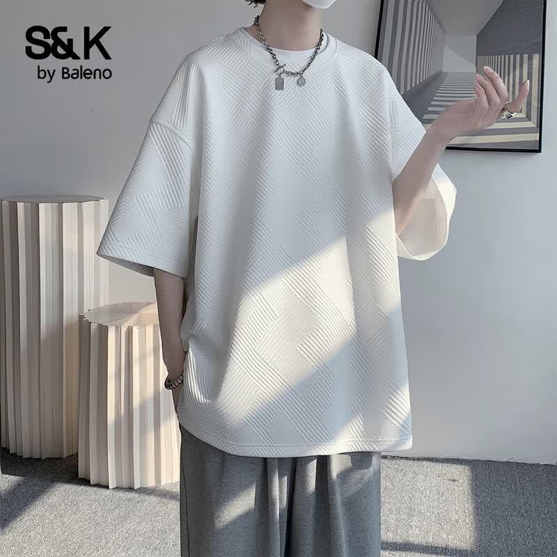 Baleno S&K Men s Waffle Knit Round Neck T-Shirt L