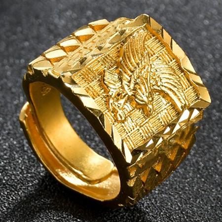 Fashion Men's Ring Russian Flying Eagle Rings for Male Punk Gold Color Hip Hop Rock Gift for Boyfriend Adjustable Big Ring