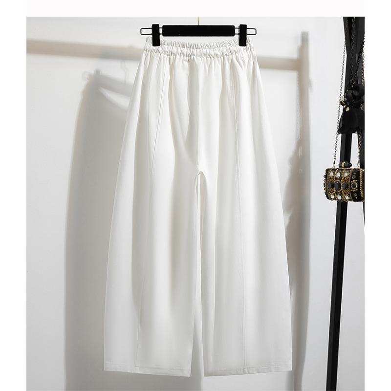 DIMANAF 2026 Spring Summer New Plus Size Women Long Pants Cotton Loose Casual Elastic Waist Fashion Lady Bottoms Clothing