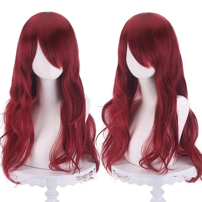 Cosply Wig 70 Cm Red Long Curly Synthetic Wig Anime Halloween Wig Body Lucky Girl Ruby Gillman  Christmas  Party