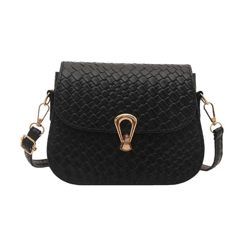 Foreign style woven pattern women's bag 2025 summer simple small square bag fashionable solid color retro lock single shoulder messenger bag