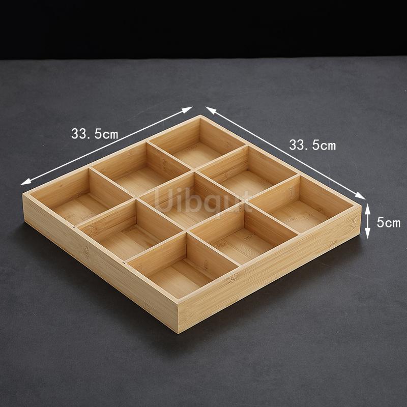 Creative Nine Palace Tableware Hotpot Restaurant Barbecue Restaurant Divided Food Sauce Dish Set Plate Platter Bamboo Wood Box