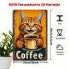 Metal Wall Art Cat Coffee Vintage, Home Decor Poster for Living Room
