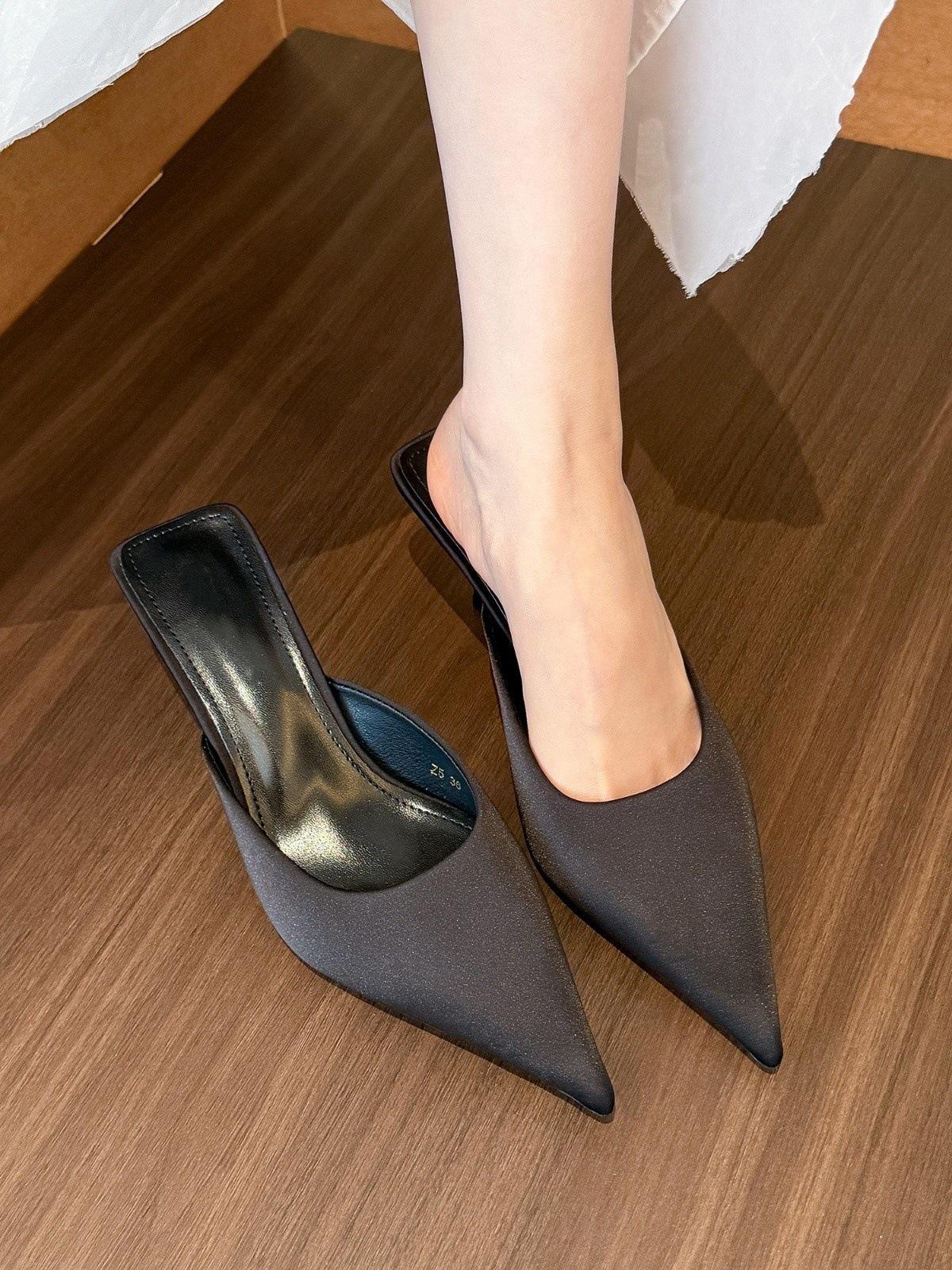 

Роскошная экстравагантность! Серебристые атласные туфли-лодочки на шпильке с острым носком женская верхняя обувь 40 чёрный