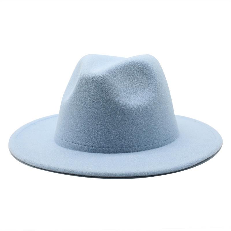 eBay Monochrome Light Board Men's and Women's Hats, Simple Woolen Top Hat, Flat-brimmed Big-edged Jazz Hat.