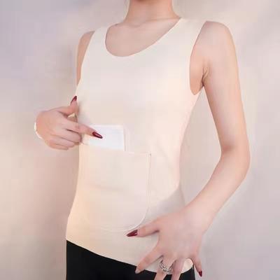 Front and Back Double Pocket Autumn and Winter German Velvet Seamless Warm Vest for Women Belt Pocket Base Thermal Underwear