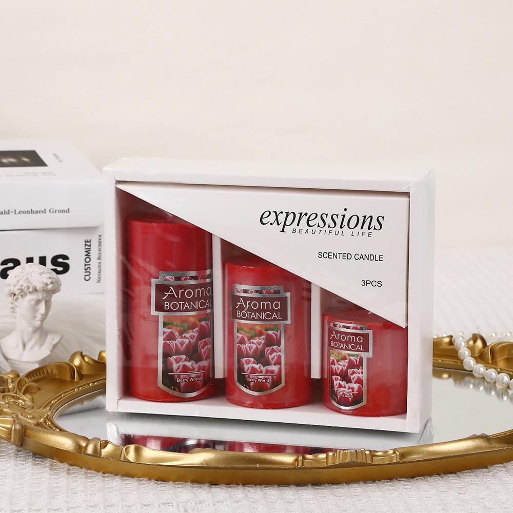 

Classic Simple Colorful Cylindrical Scented Candle Home Non-romantic Wedding Long Pole Wax Set Red - Berry World