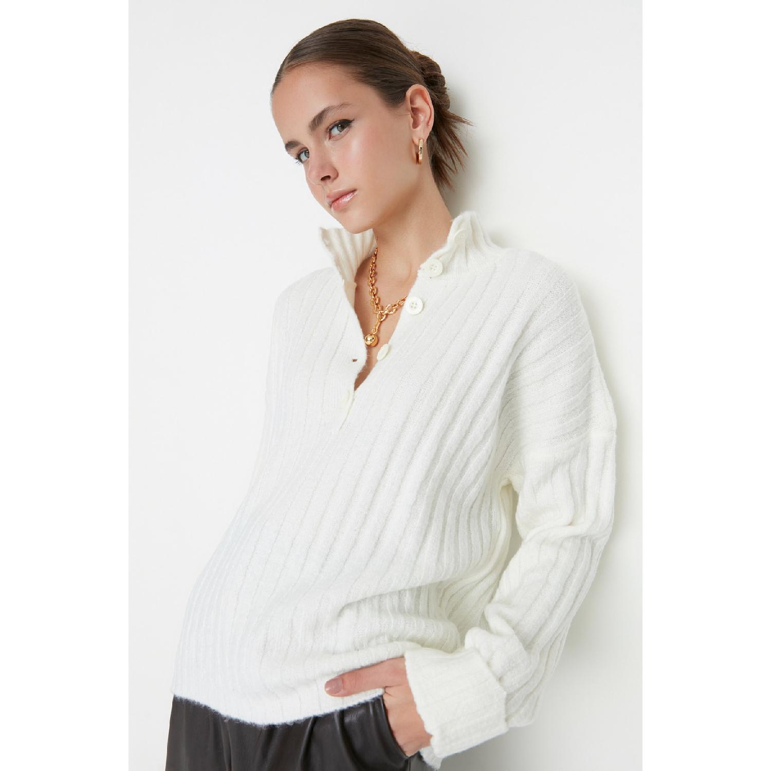 

Трикотажний светр з широким візерунком кольору чорного кольору з м’яким текстурованим високим коміром Twoaw21kz0783 S