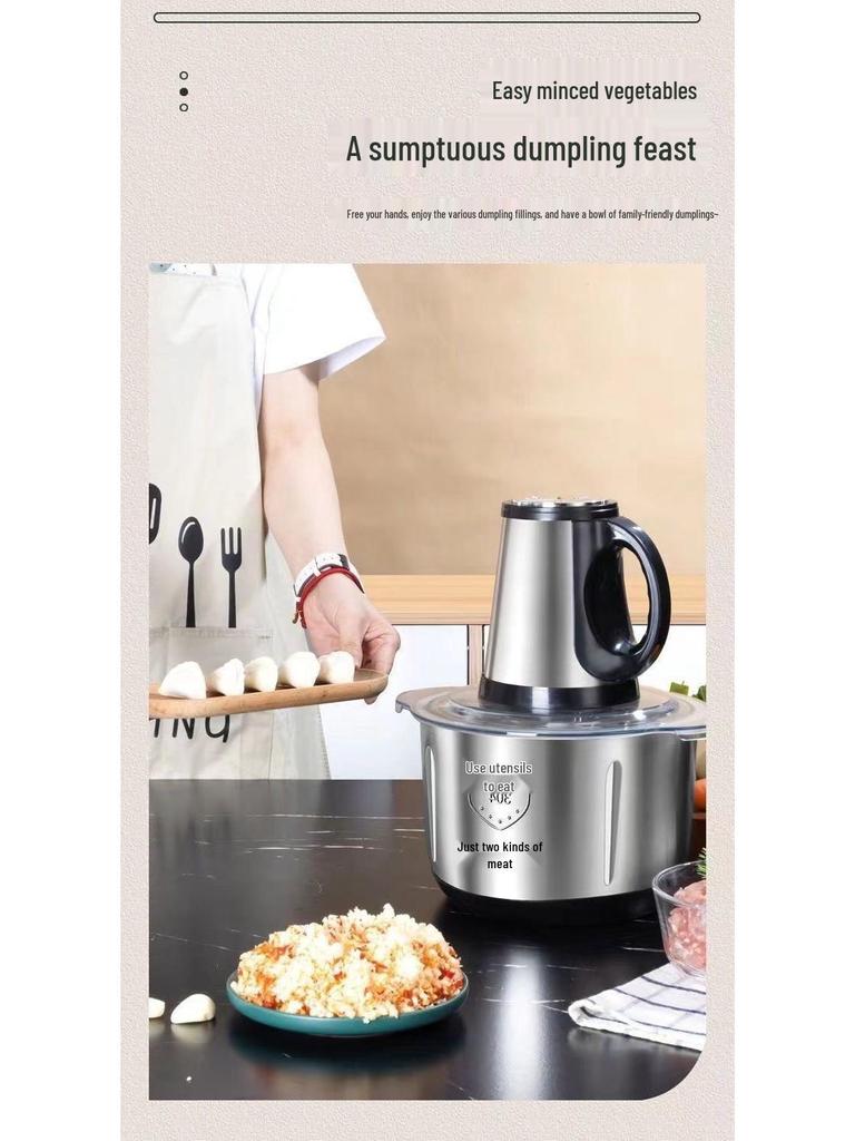Free Shipping: Upgraded Electric Meat Grinder & Food Processor - Mixer, Blender, Dough & Dumpling Filling Machine, Chili Grinder.