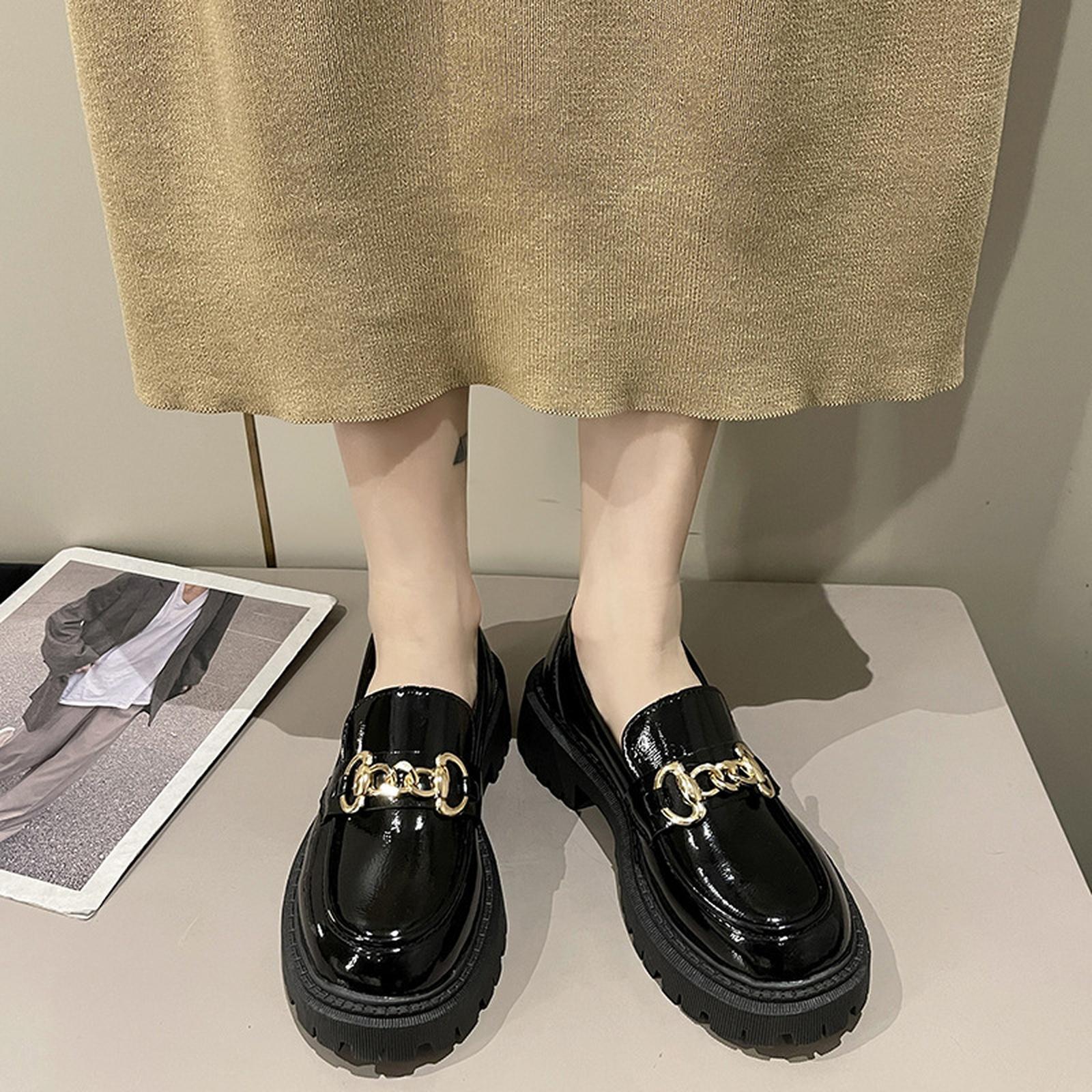 

Women s Plus Size Loafers - British & Japanese JK Thick Sole - Leather Shoes 42