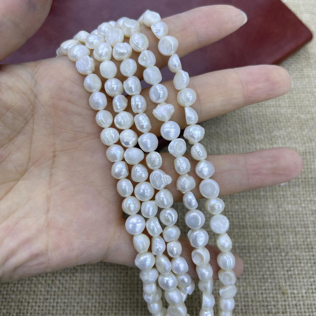 1String, Baroque White Natural Freshwater Pearls, Straight Hole Nugget Pearl Beads for Jewelry Making DIY Crafts Length 36cm)