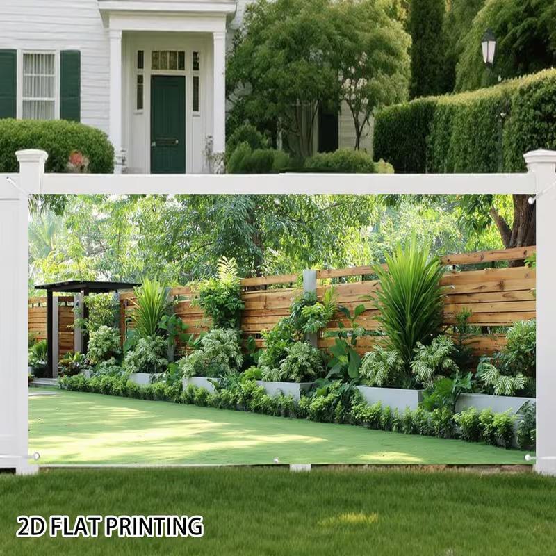 2D Wooden Fence Greenery Background Cloth for Photo Booth & Party Decor