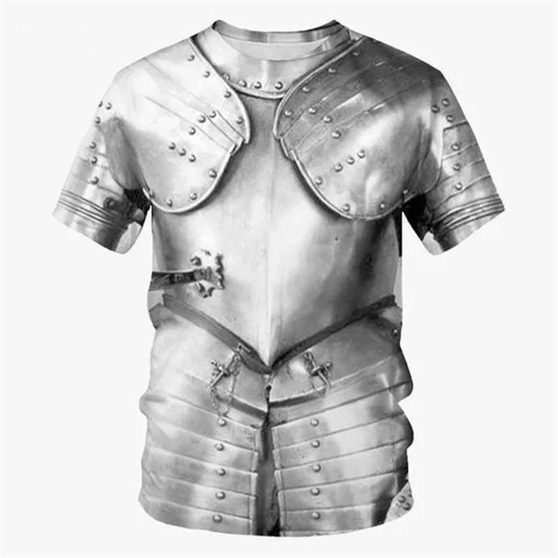 XXS-6XL Plus Size 3D Printed Armor T Shirt For Men Cosplay Pattern Tees Casual Retro Round Neck Short Sleeve T-Shirts Loose Tops