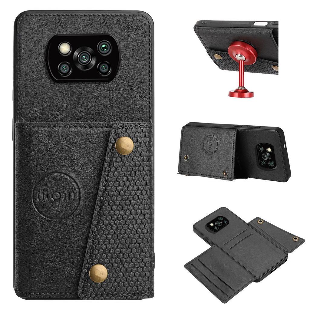 PU Leather Wallet Phone Case for Xiaomi POCO X3 Pro,X3 NFC Multiple Card Slots Dual Metal Button Closure Shockproof Full‑Body Protective Cover