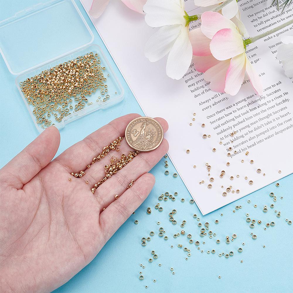 800Pcs 4 Style 304 Stainless Steel Spacer Beads, Rondelle, Golden, 1.5x0.8mm, Hole: 0.8mm, 200pcs/style