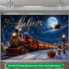 1Pcs Magical Christmas Night Train Decoration Background Winter Backdrop For Photo Studio Photo Booth Party