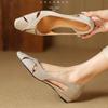 New Hollow Breathable Square Toe Slip-On Solid Color Square Heel Temperament Fashionable and Versatile Summer Women's Shoes