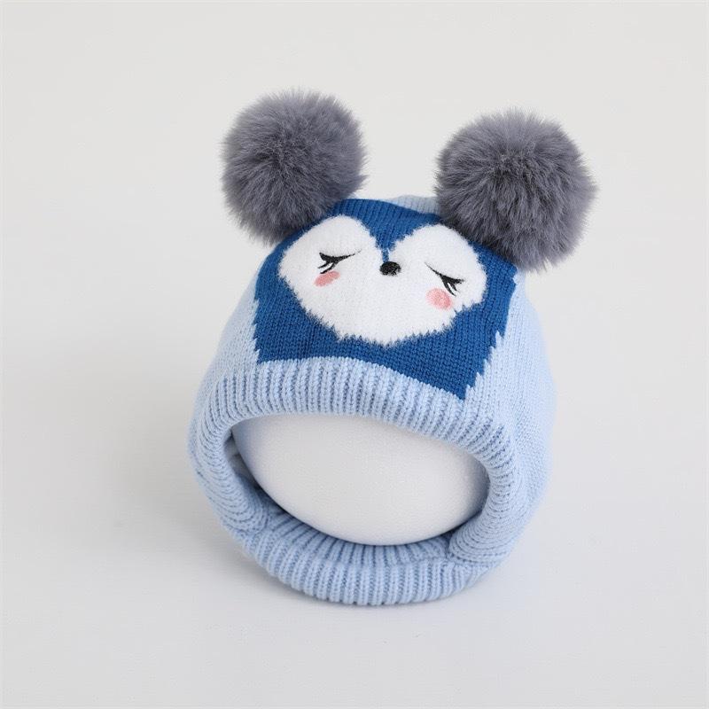 Children's hats Winter warm velvet ear caps Boys and girls snow caps Cute cartoon cold-proof baby knitted hats