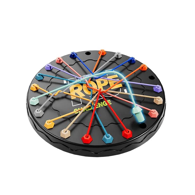 Children Rope Knots Puzzle Travel Plate Activity Colour Line Twisted Connected Ropes Sorting Logic Thinking Training Strategy Family Activity