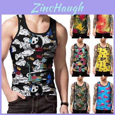 Mens 3d Printed Tank Top With Premium Quality Polyester For Summer Gym Fitness