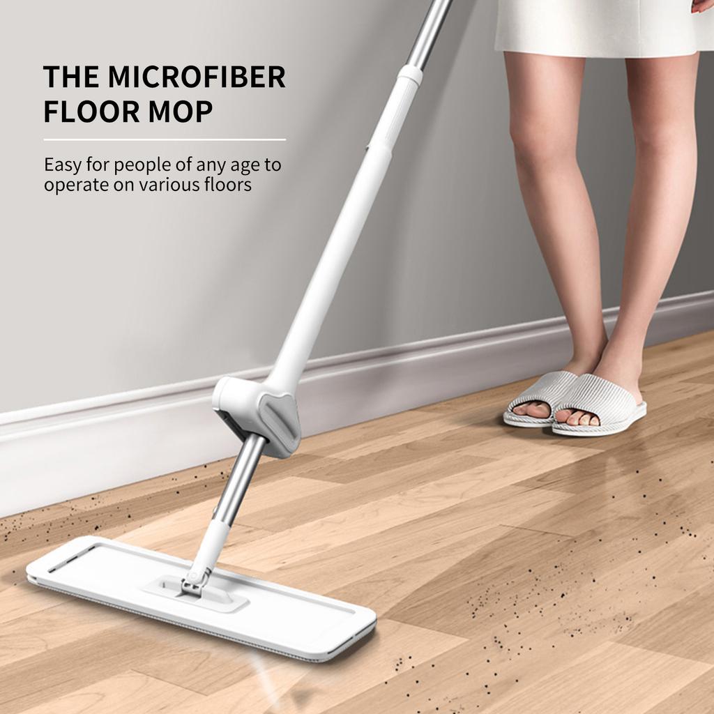 Microfiber Mop Floor Cleaning System Washable Pads Reusable Dust Mops with 4PCS Soft Refill Pads Hardwood Wood Floor