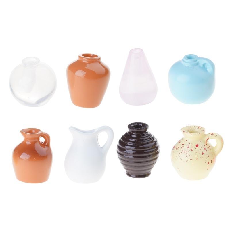 8Pcs Hold Mini Ceramics Flower Vases Magnets for Fridge and Office