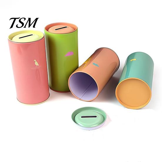 Contenant à monnaie peu encombrant Tirelire en métal Grande capacité Design motif animal Compact pour enfants Cylindrique Outil d'épargne et de gestion financière