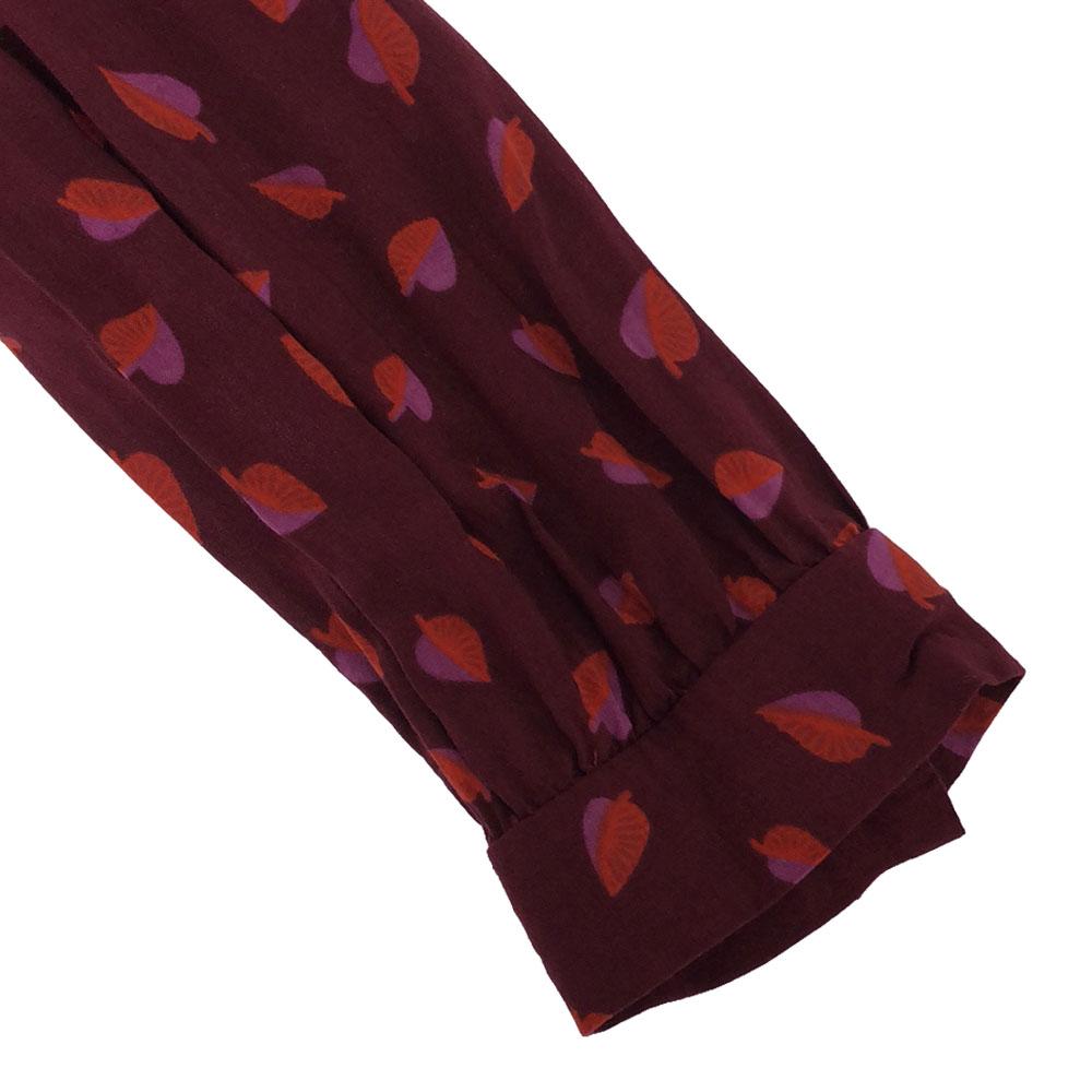 Karen Walker Leaf Pattern Long Sleeve Knee-length Dress 2 Red Series Women Used