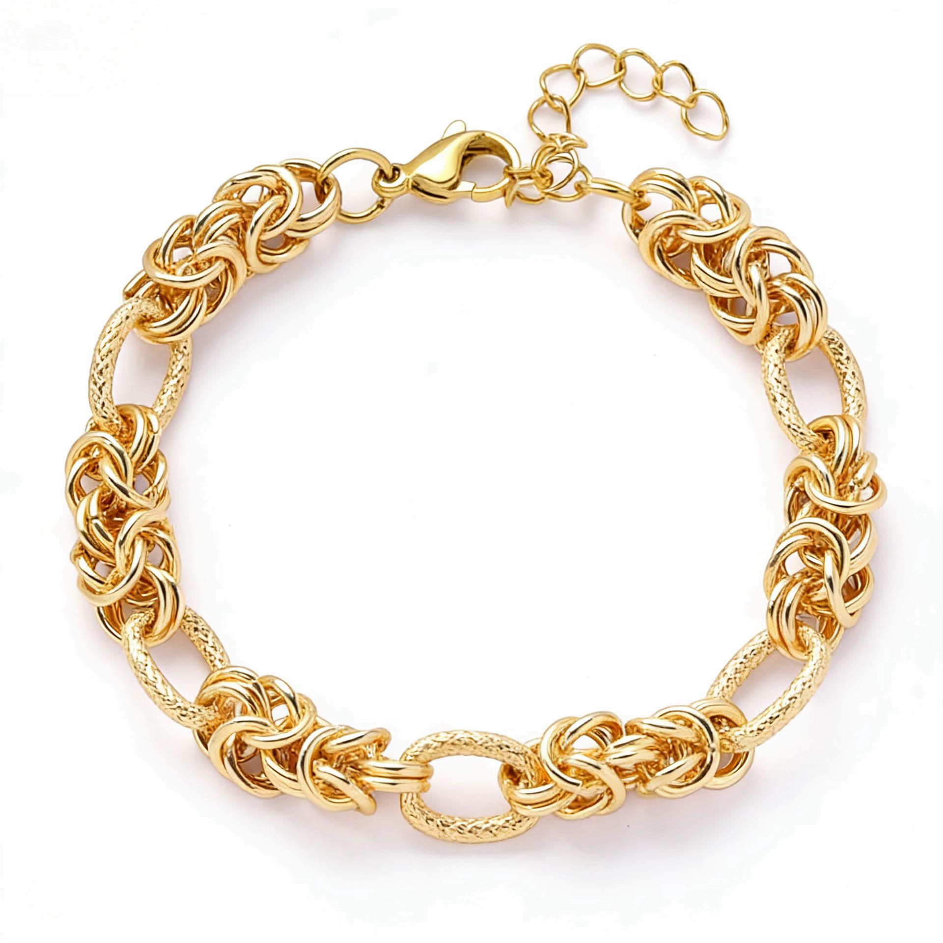 Шикарный геометрический браслет-цепочка для женщин - Регулируемое украшение в стиле легкой роскоши золотой