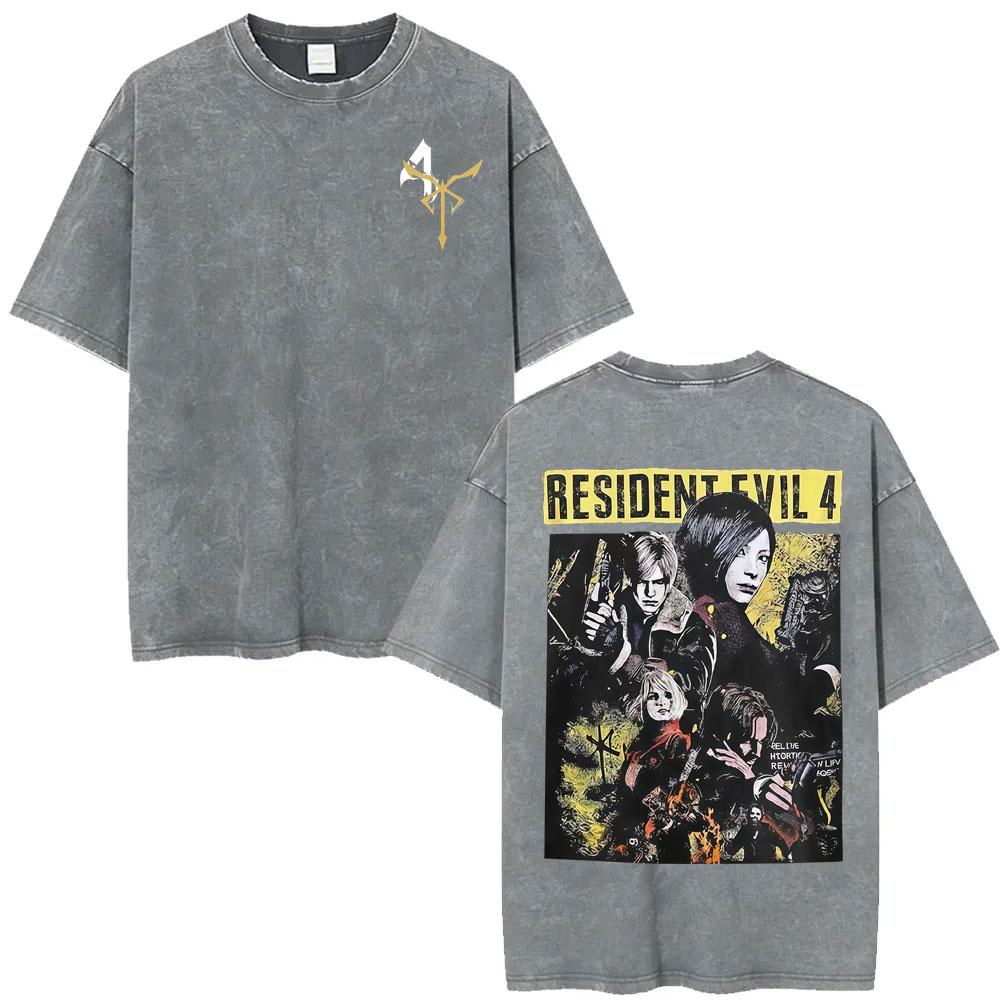 T-shirt Anime Édition Limitée Resident Evil Requiemm Vêtements pour Hommes Gothique Vintage Lavé T-shirts Hauts d'Été T-shirt à Col Rond Streetwear