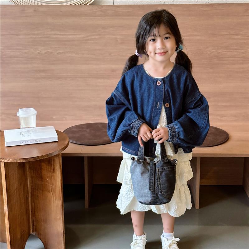 Borsa Secchiello in Denim Vintage per Bambini e Donne Borsa a Tracolla Casual di Design