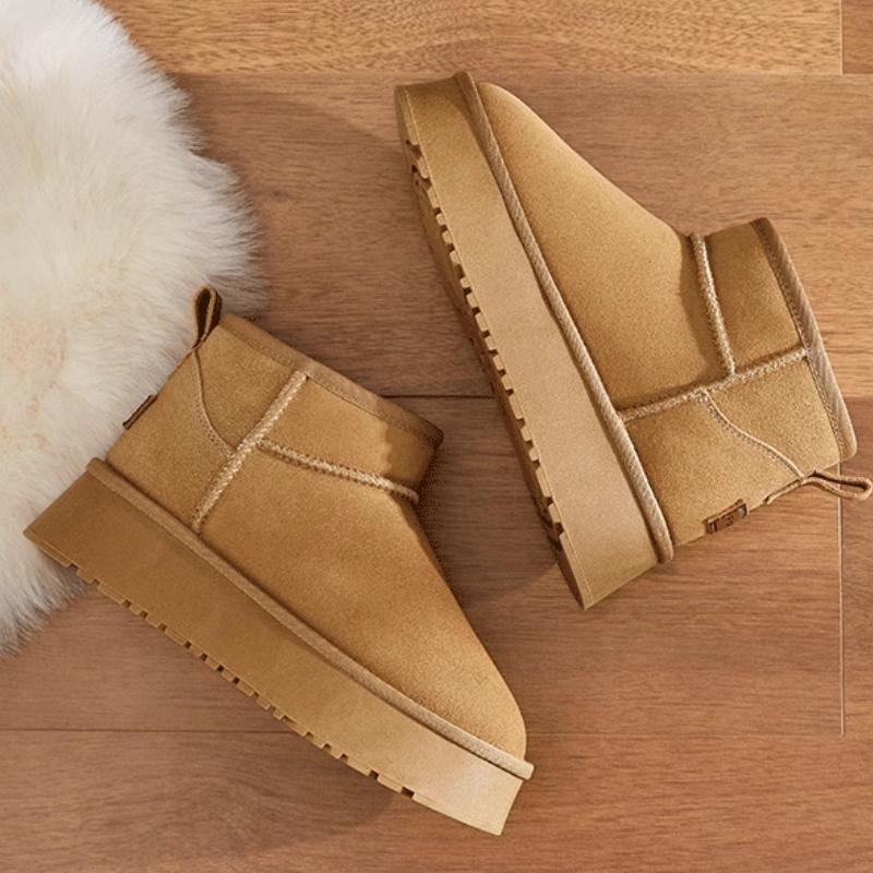 Модные зимние женские короткие плюшевые теплые зимние сапоги повседневная обувь новые — фото 5