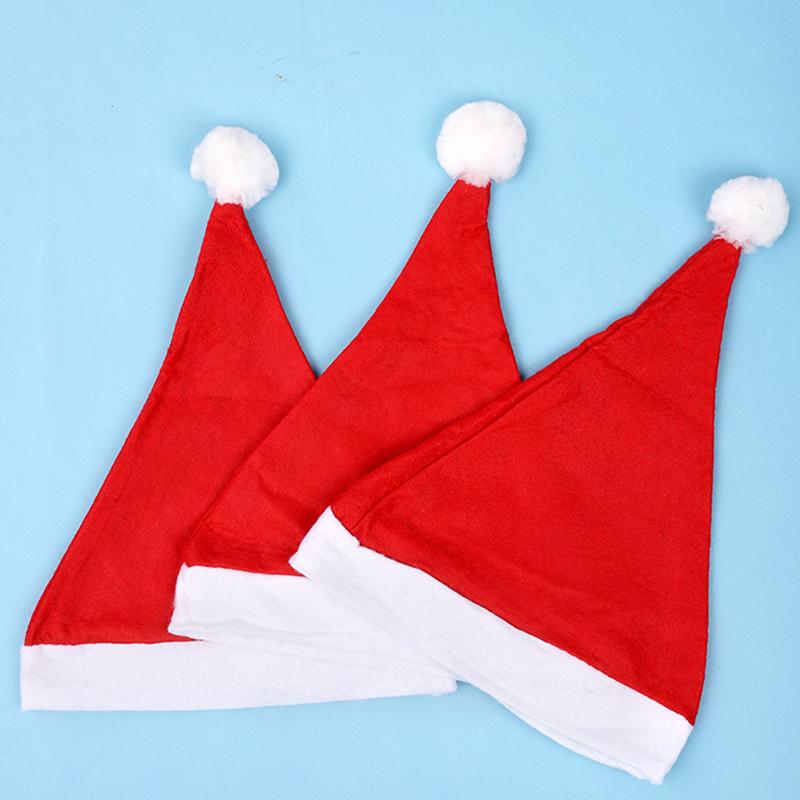 Red Santa Claus Xmas Beanies Cap S/L Size Available Non-woven Fabric Santa Claus Hat Christmas New Year Party DIY Decoration ZYF