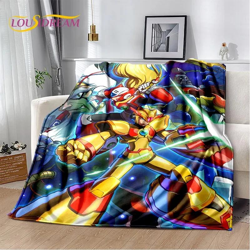 Retro Cartoon Rockman Mega Man Game Soft Flannel Blanket for Beds Bedroom Sofa Picnic,Throw Blanket for Outdoor Leisure Nap Gift