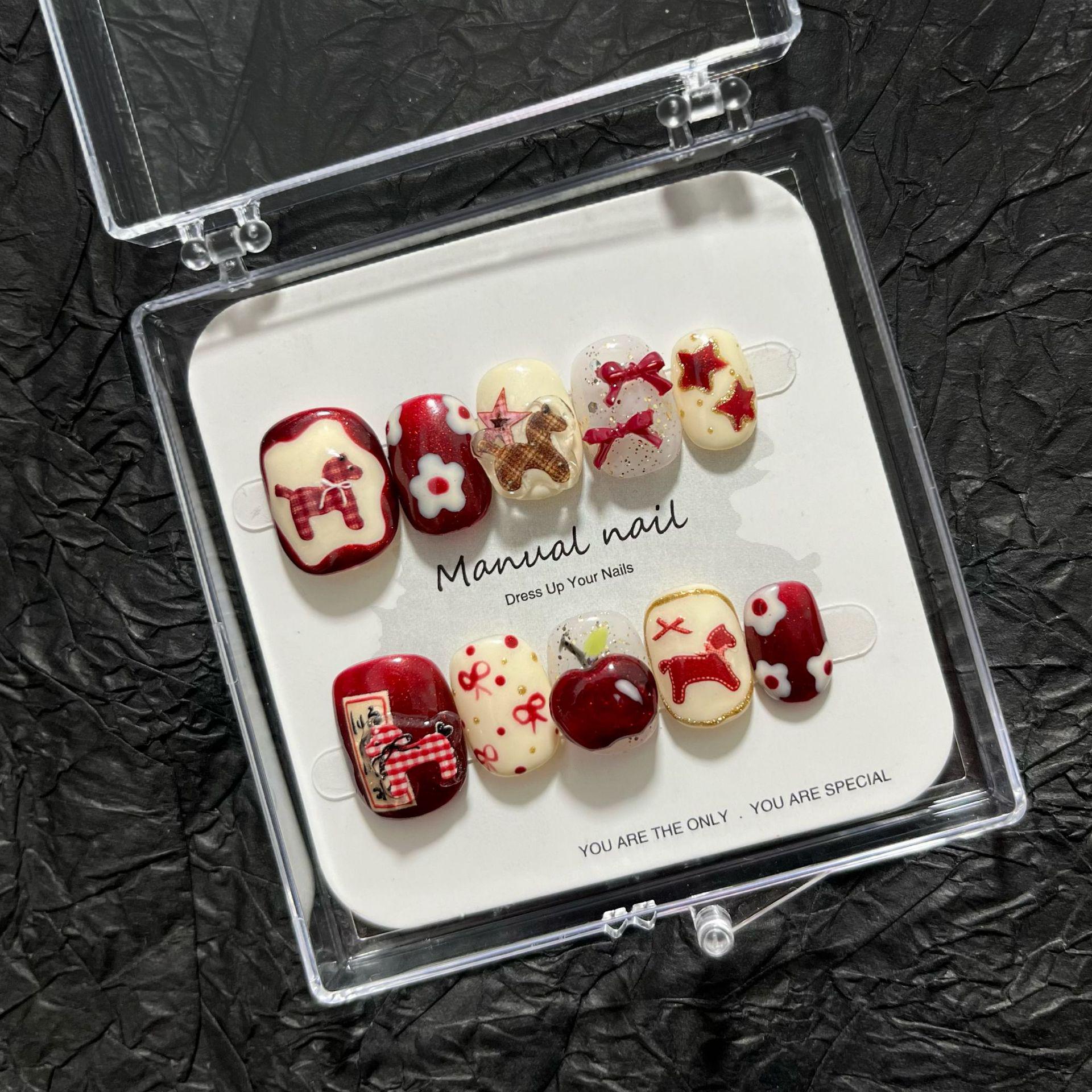 Мультяшная девочка на Новый год - Накладные наклейки для ногтей - A655 Small