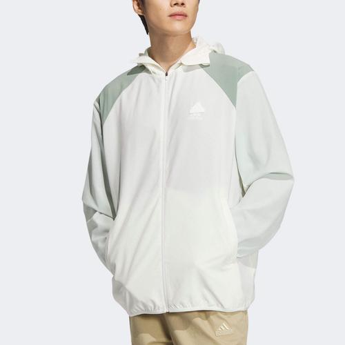 Adidas Hooded Casual Zip-Up Long-Sleeve Lightweight Jacket Unisex Han White