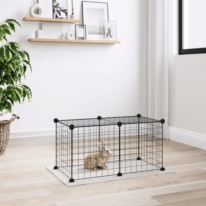 3114049 vidaXL Cage animaux de compagnie à 8 panneaux Noir 35x35 cm Acier