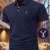 Men's Skin-Friendly Commuter Polo Shirt Soft Smooth Fabric Short Sleeve Lapel Work Shirt for Office Wear