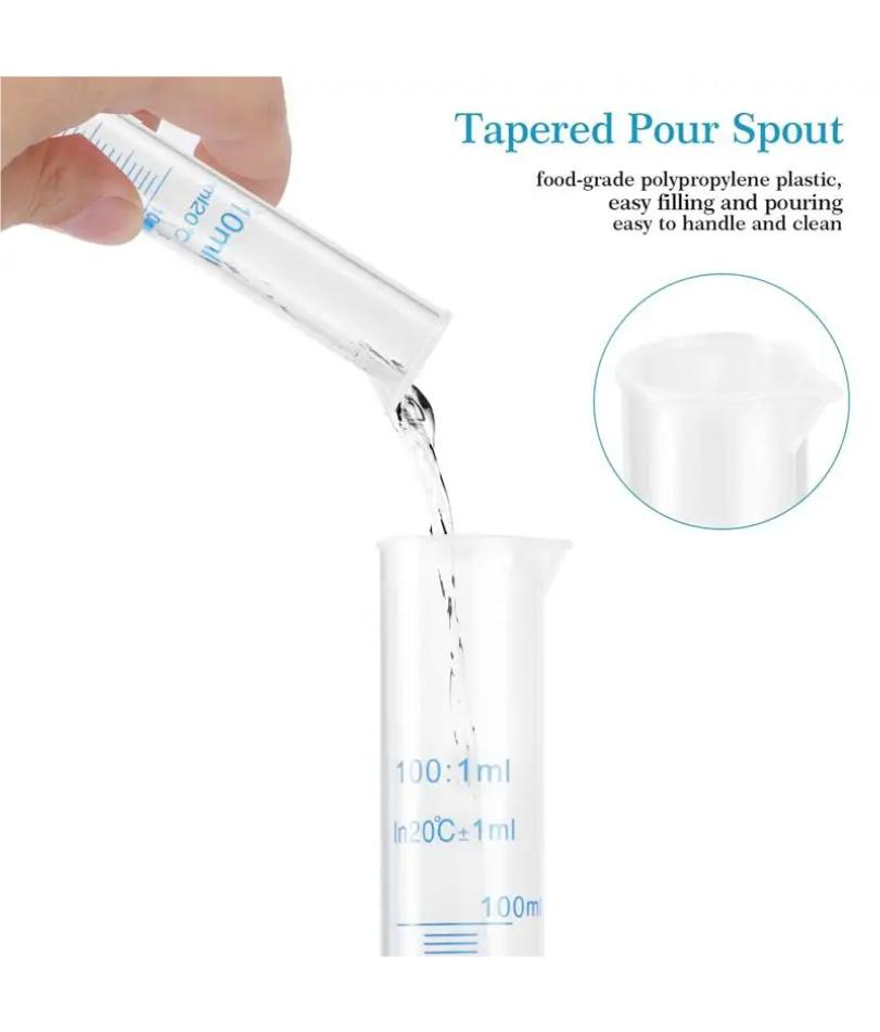 1ks 10/25/50/100/250/500 ml Plastový odměrný válec Laboratoř chemické laboratoře s odměrnými válci Standardní odměrka