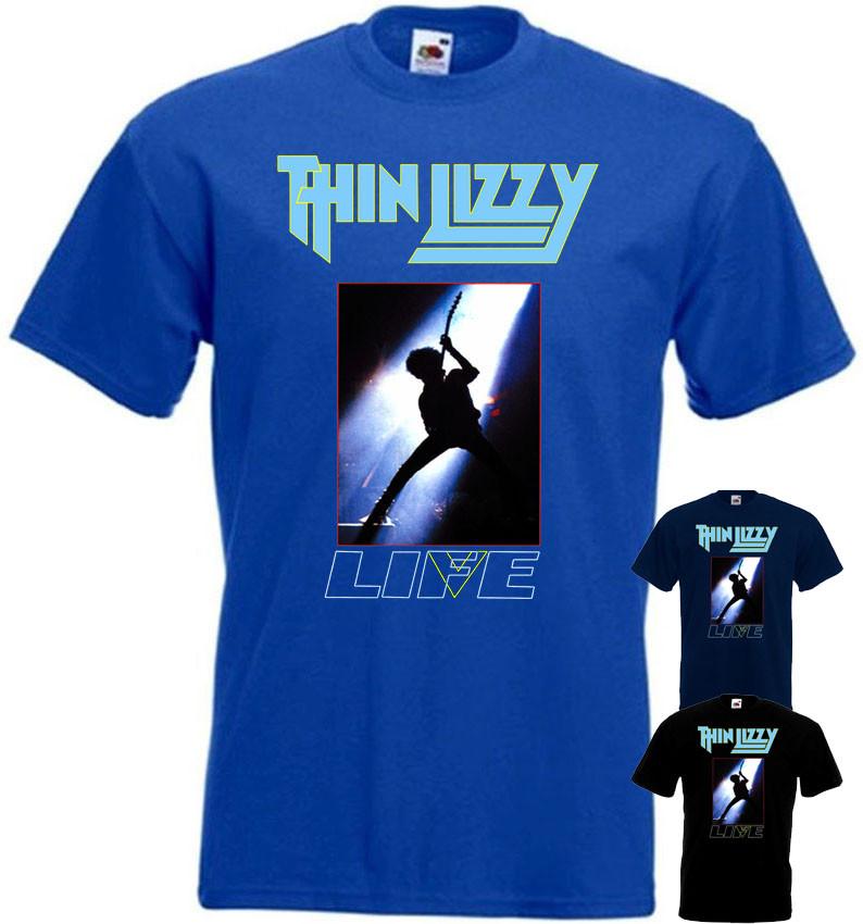 

26 Thin Lizzy - Live v18 T-shirt hard rock black blue navy blue all sizes S-5XL Unisex T-Shirt XXXXL