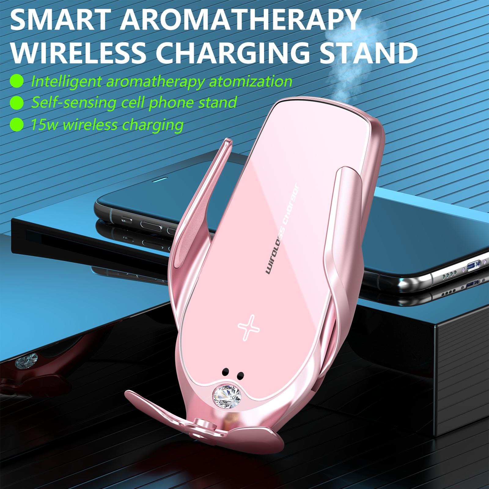 

Универсальный автомобильный кронштейн для мобильного телефона, беспроводное зарядное устройство, освежитель воздуха для духов, женский и мужской телефон, держатель для навигации розовый