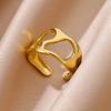 Stainless Steel Hollowed Rings Gold Color Open Finger Ring for Women Aesthetic Jewelry Accessories Birthday Gifts Anillos Mujer