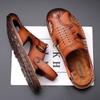 Fashion Fashion Comfortable Men's Sandals Solid Color Open Toe Mens Leather Sandals Summer New Slippers Beach for Male Leather Footwear