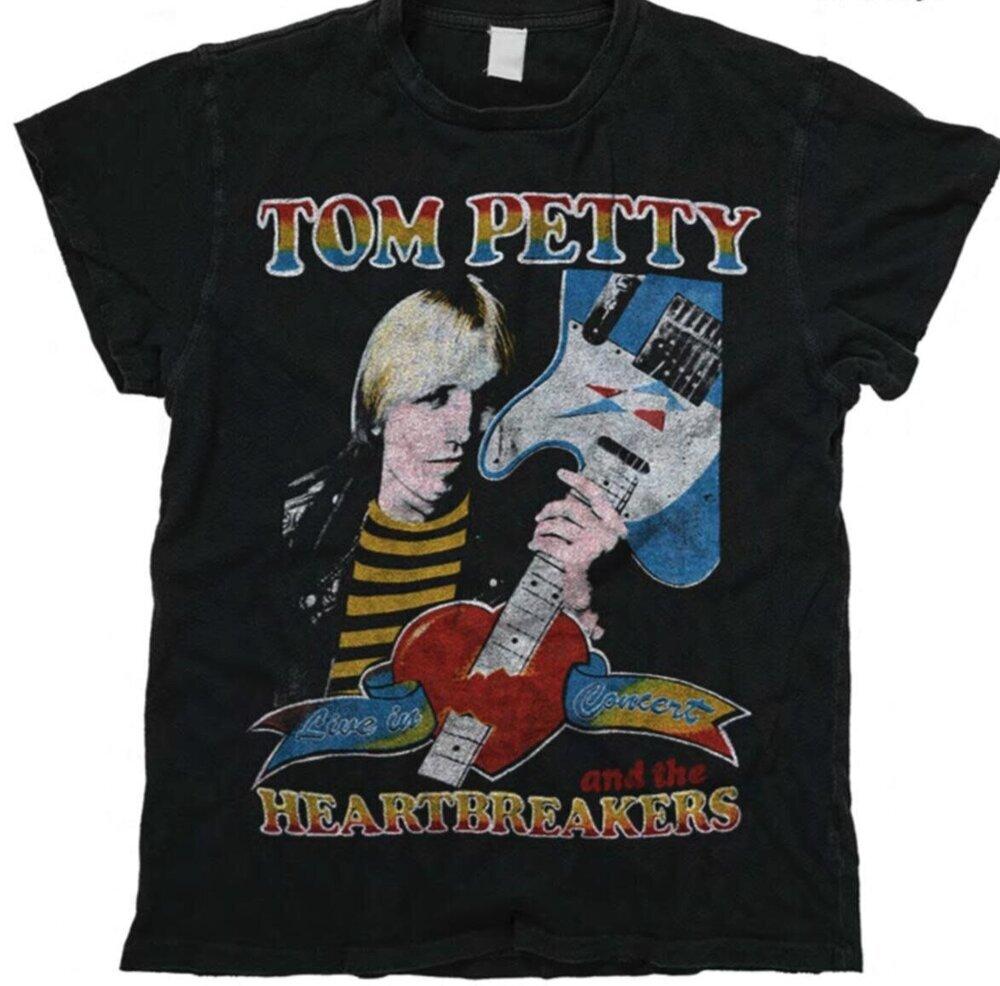 Tom Petty - The Heartbreakers Guitarra Negra Todas las Tallas Regalo Camiseta para Hombre FA1322
