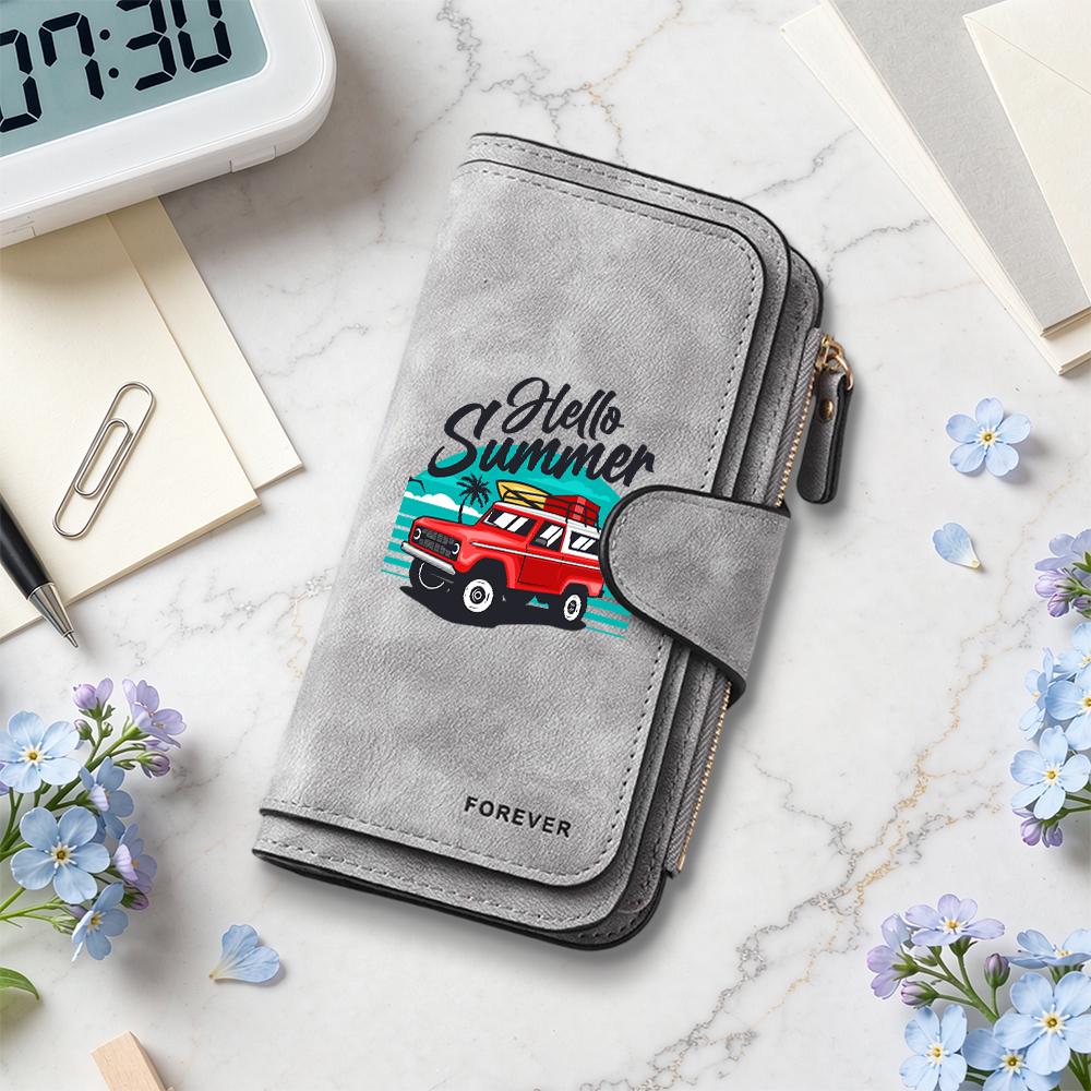 Hello Summer Printed Long Wallet Forever Stylish Durable Zipper Purse