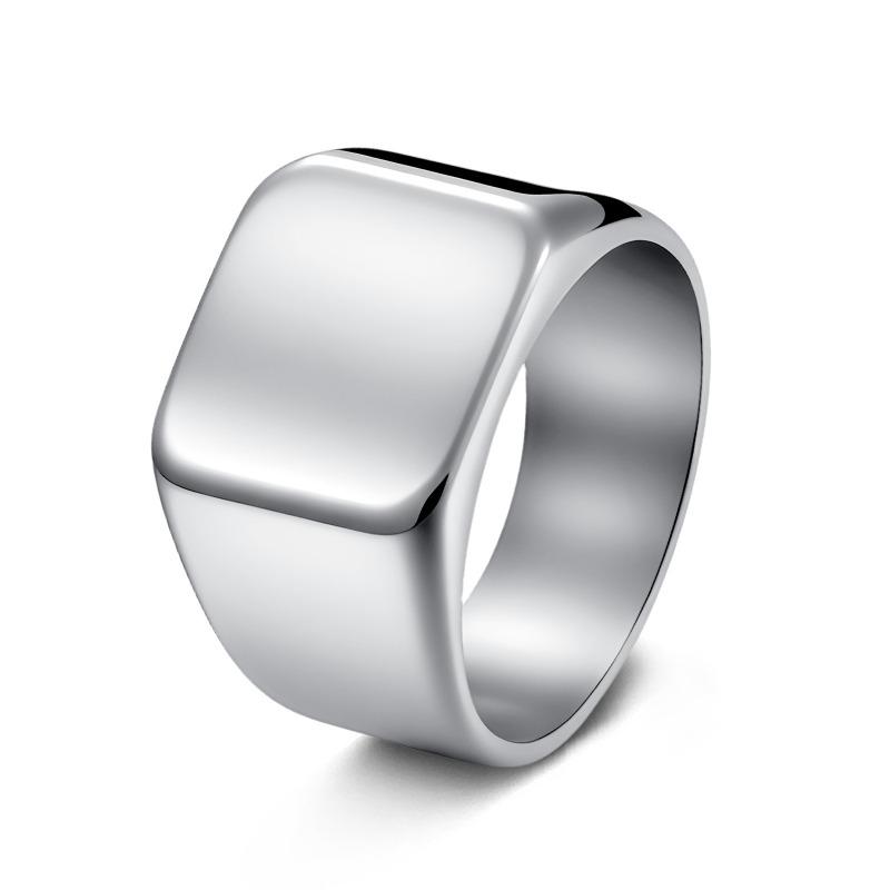 Titanium Steel Jewelry Minimalist Polished Square Men's Ring - Polished Titanium Steel Ring