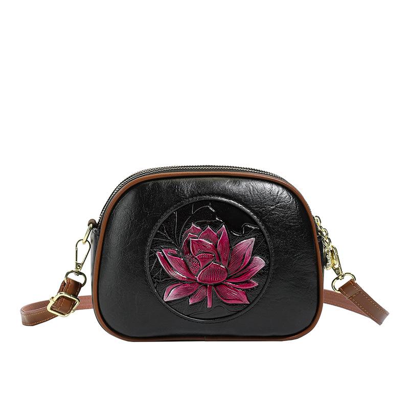 Einschulterige kleine runde Tasche, Damen-Umhängetasche, Münzbörse, Tasche aus weichem Leder, Kleine Tasche